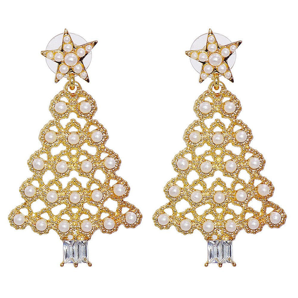 Colorful Crystals Christmas Tree Earrings Fashion Earrings