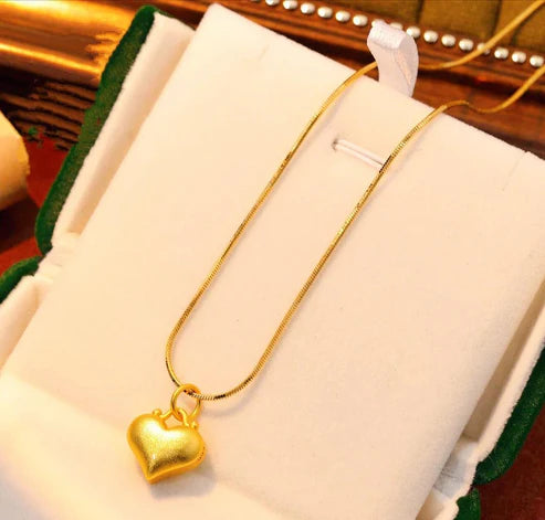 Heart Love Heart Pendant Necklace Brass Gold Plated