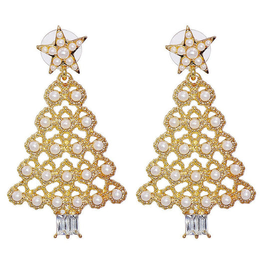 Colorful Crystals Christmas Tree Earrings Fashion Earrings